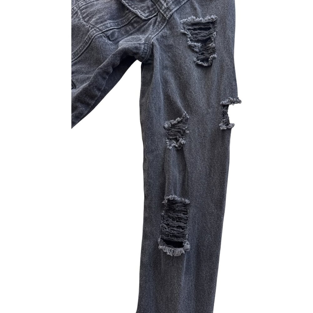 Forever 21 Distressed Black Denim Jacket S - Picture 5 of 9